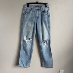 Judy Blue Light Wash High Rise Destroyed Knee Straight Leg Jeans Womens 26